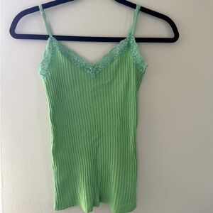 Frenchi Mint Lace Ribbed Top